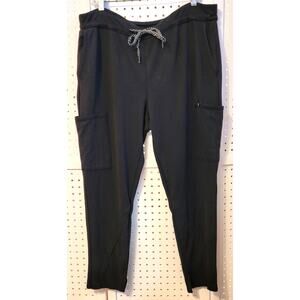 Jaanuu Womens Scrubs Pants Short 26" Inseam XLP Black Drawstring Waist Pockets